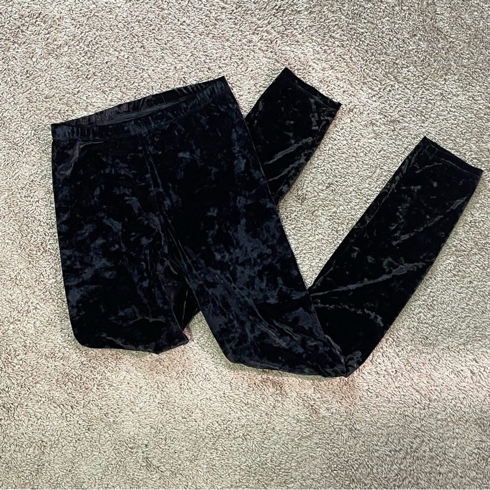 Velvet leggings in black